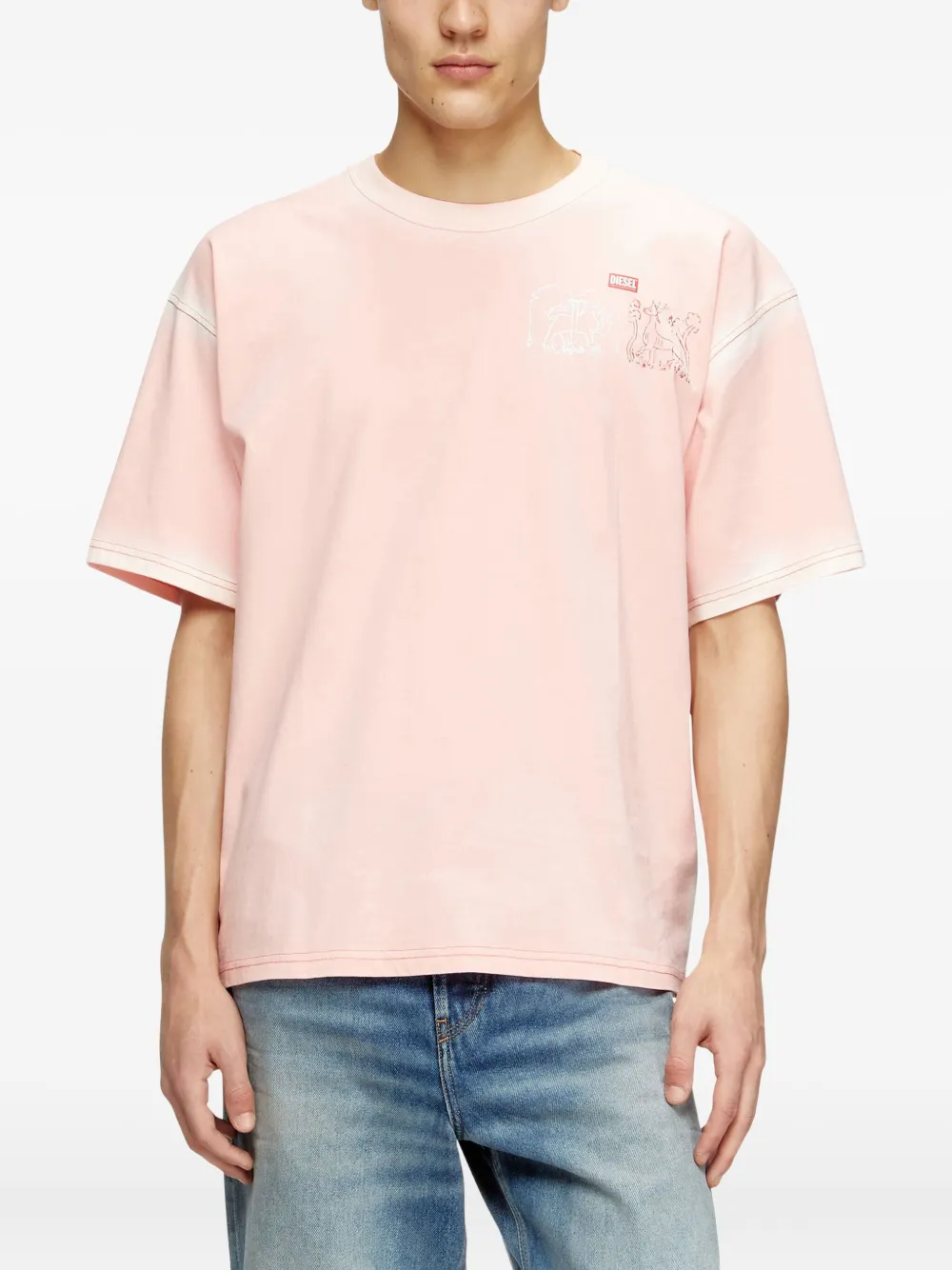 Diesel T-Boxt-T10 T-shirt met grafische print 37ZA PINK