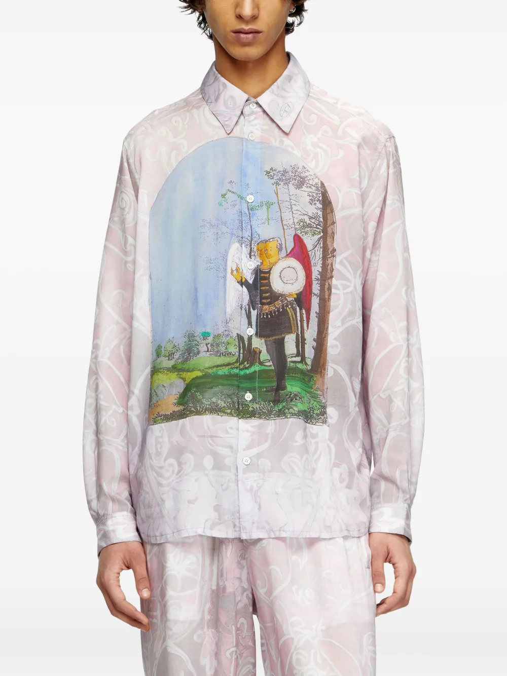 Diesel S-Simply-A-Ajfw shirt met grafische print Roze