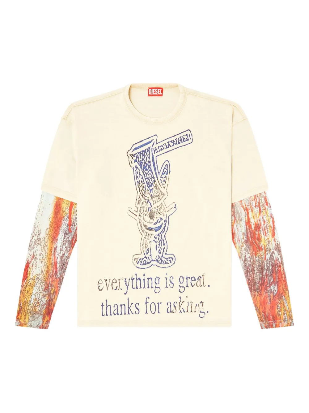 Diesel Langarmshirt mit T-Boxt-Print | Nude | Image 1