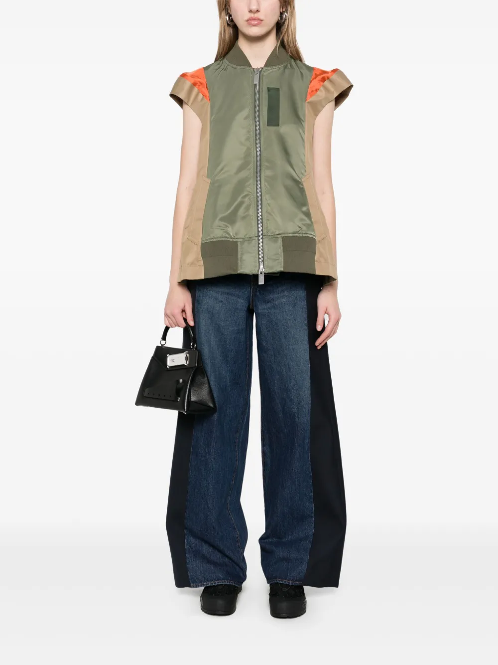 sacai Gabardine twill bodywarmer Groen