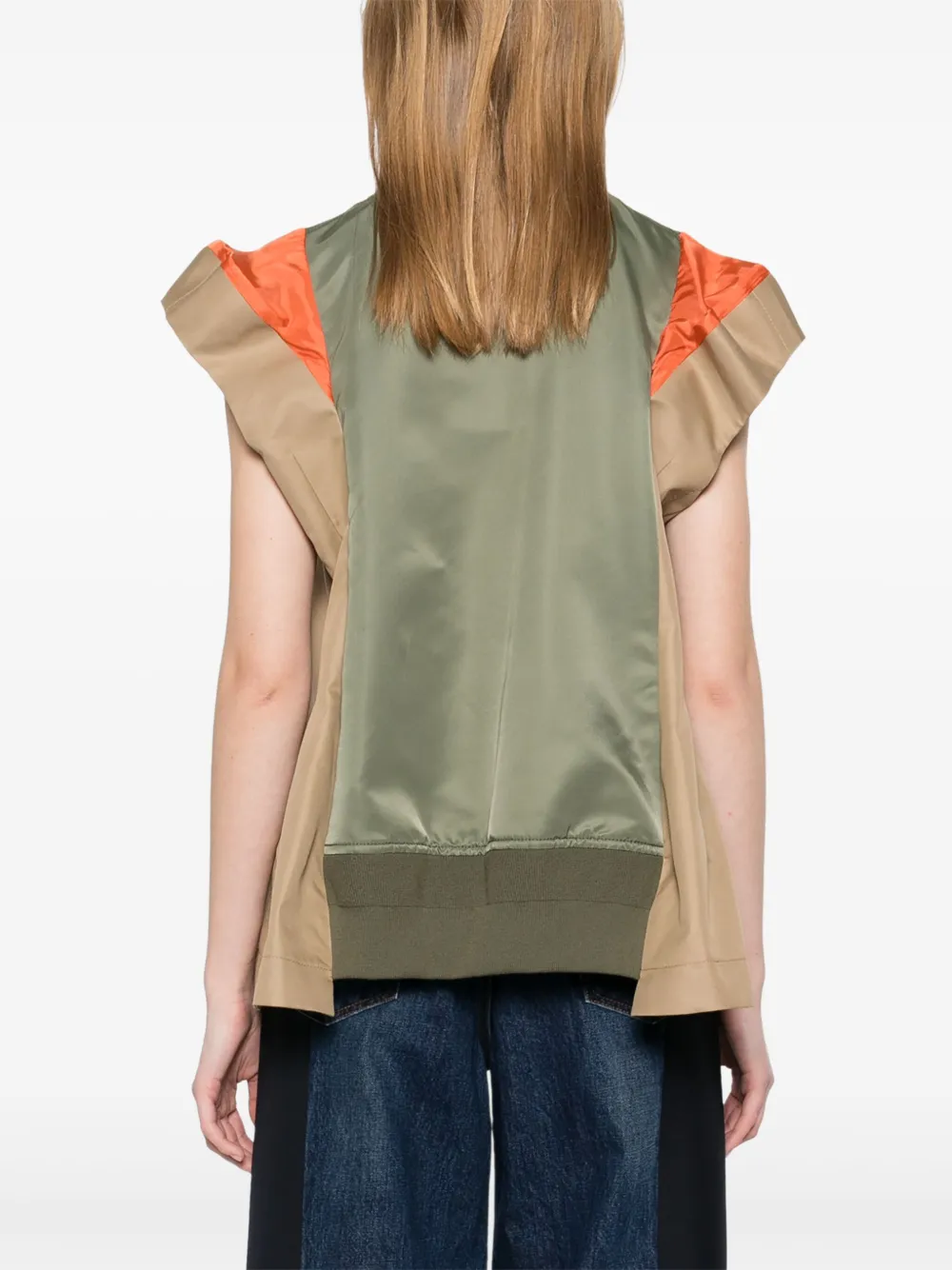 sacai Gabardine twill bodywarmer Groen