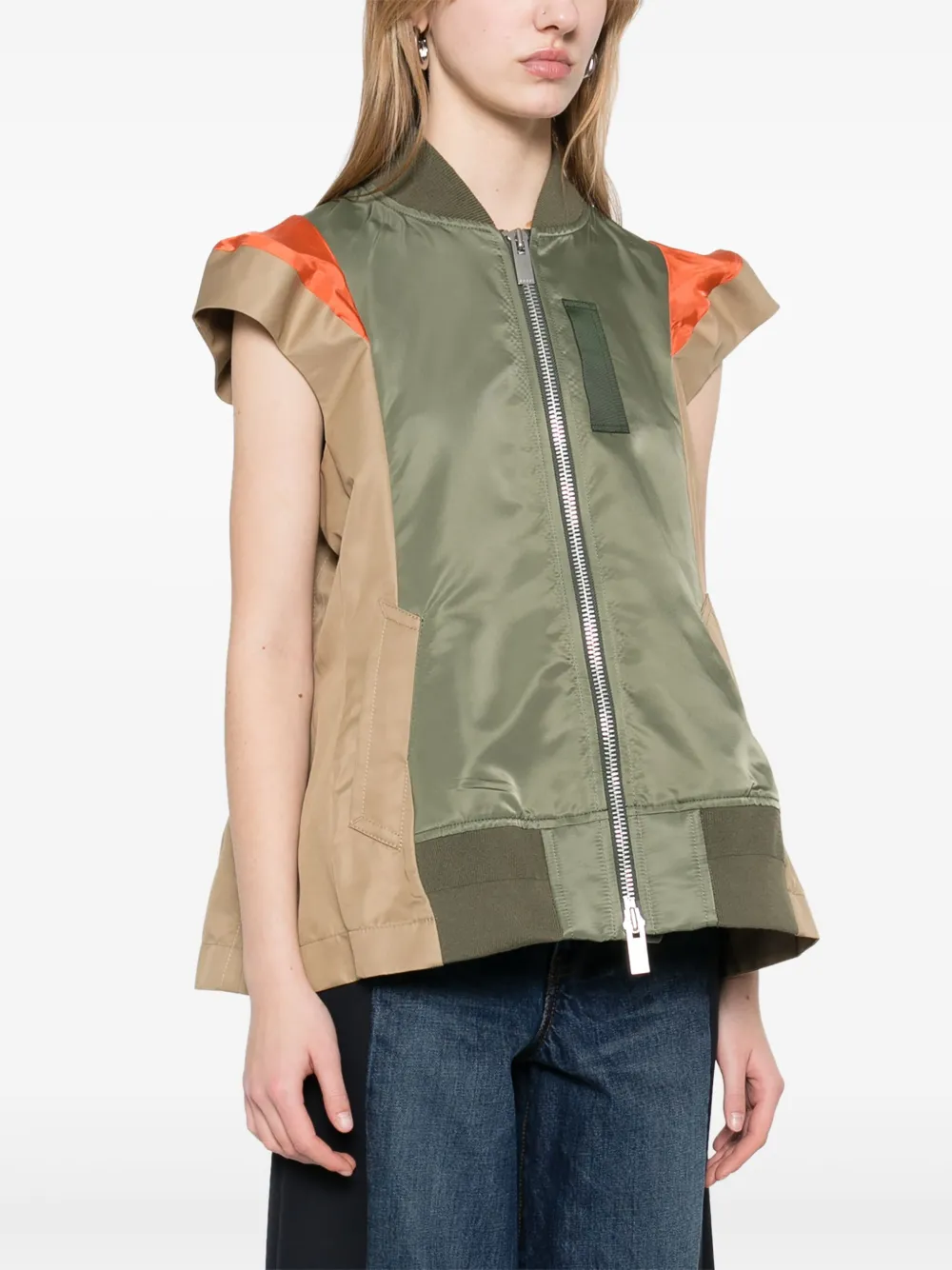 sacai Gabardine twill bodywarmer Groen