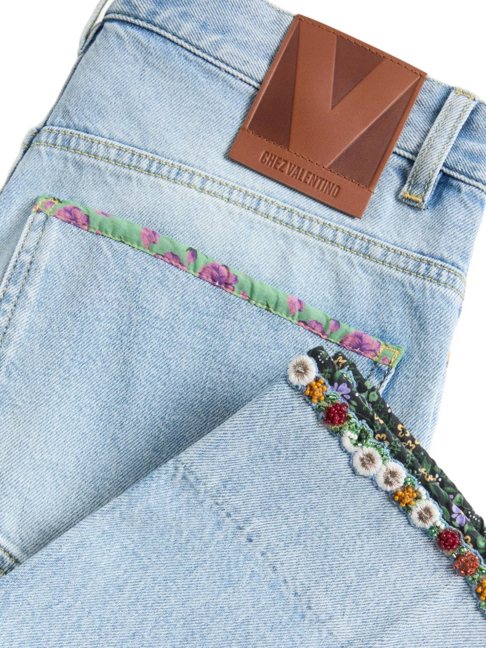 Valentino Garavani Jeans met bloemenprint en vervaagd effect Blauw