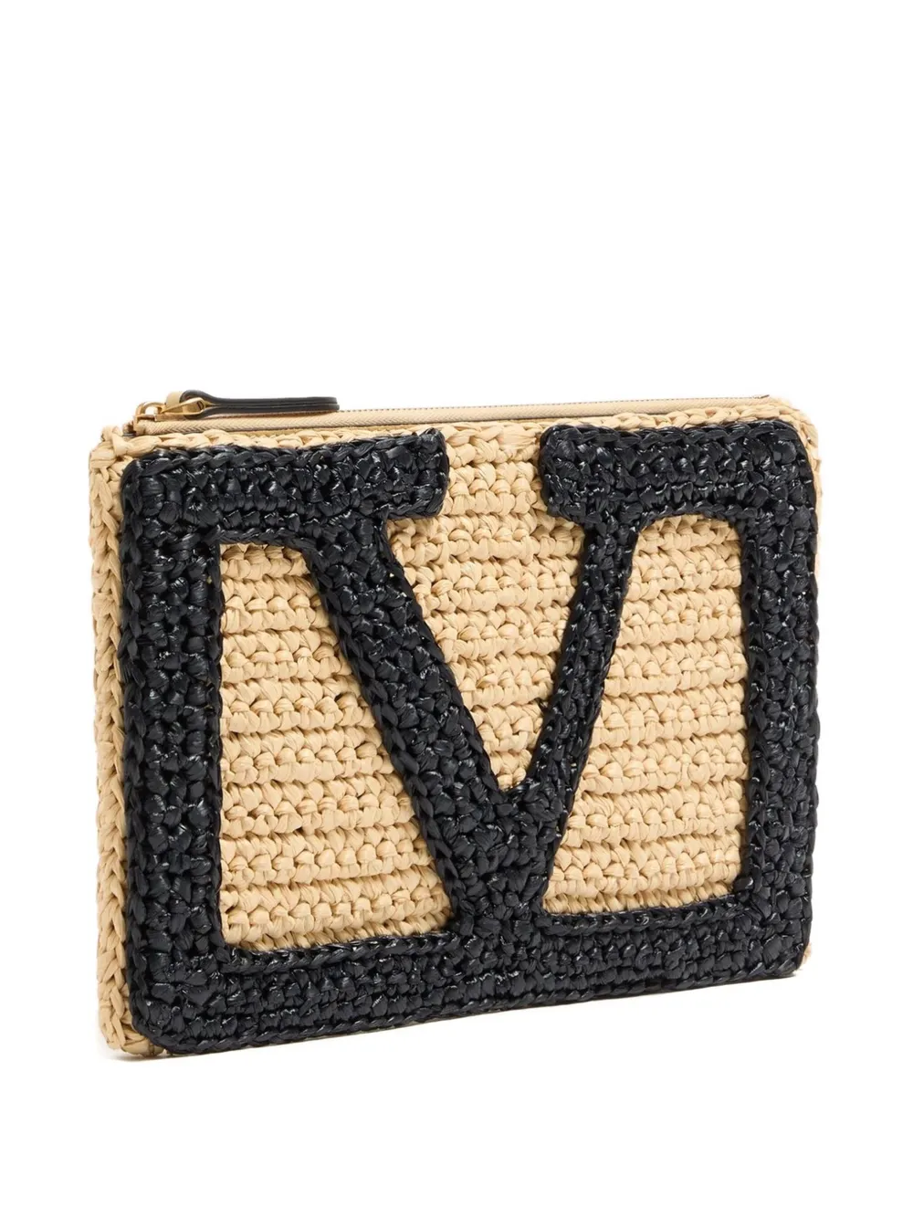 Valentino Garavani Viva Superstar raffia clutch bag | Neutrals | Image 1