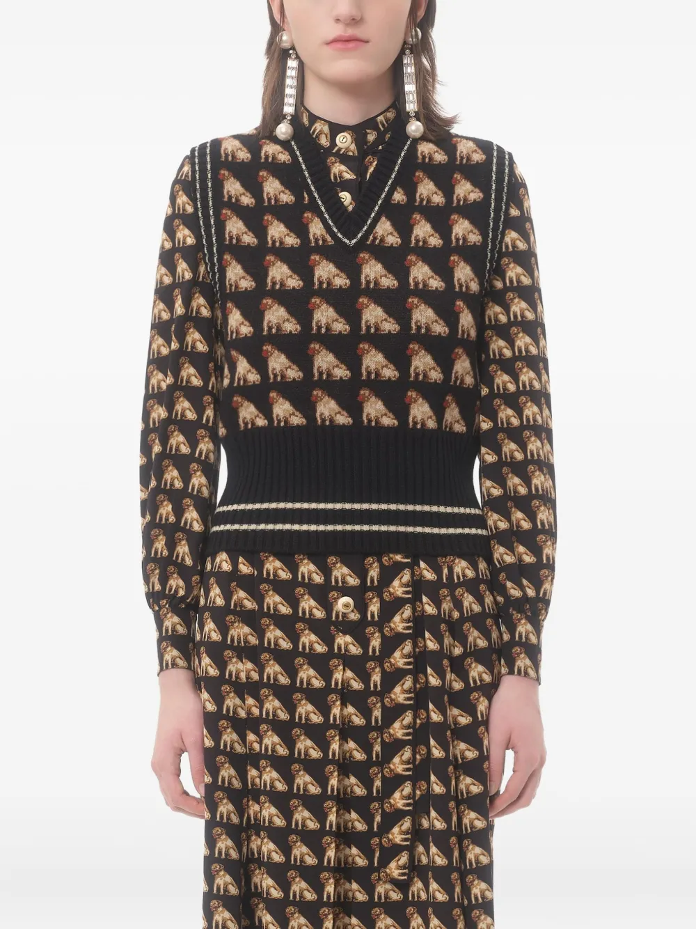 Valentino Garavani Petit Charles top met jacquard Zwart