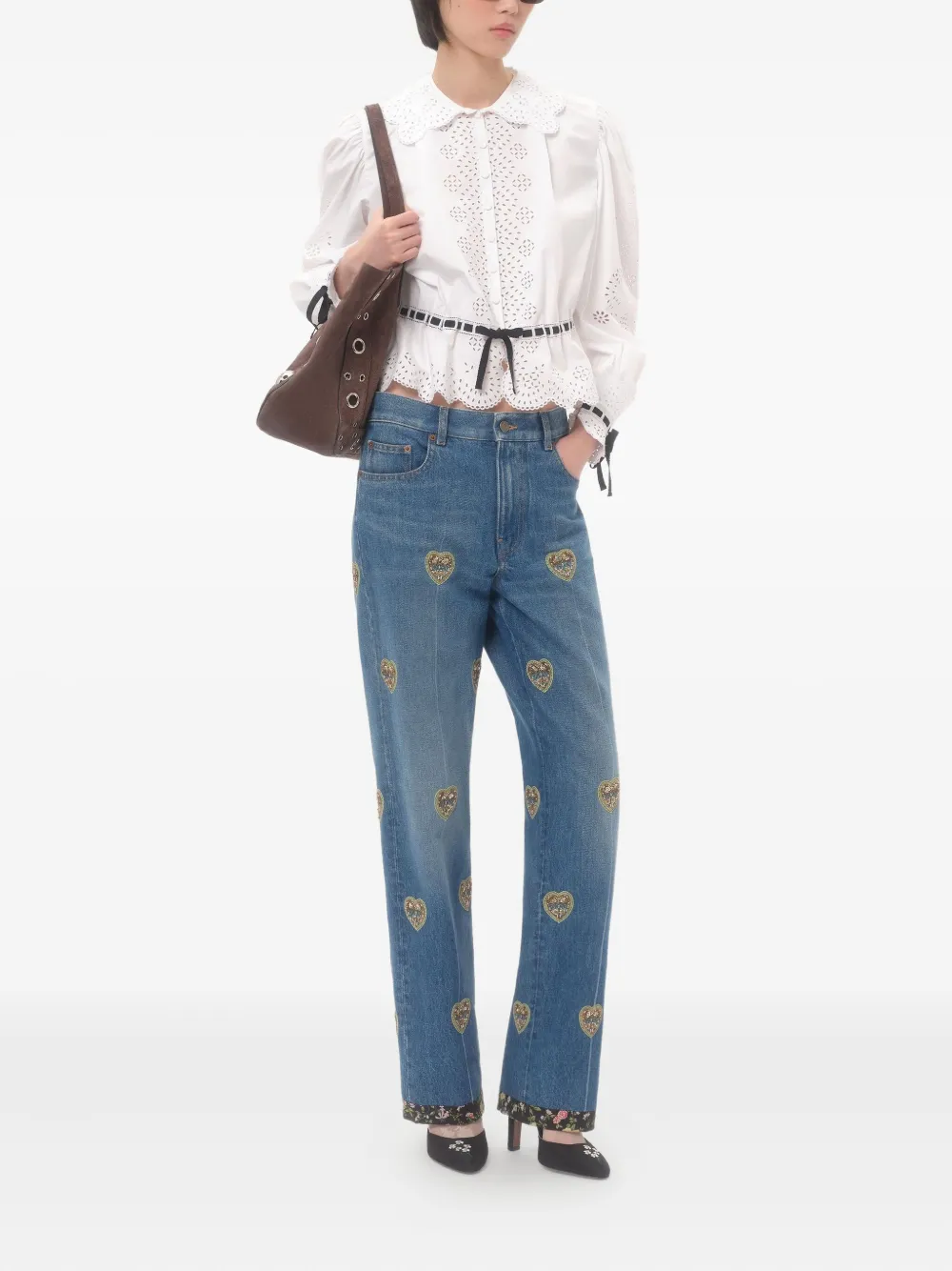 Valentino Garavani Jeans met hart-reliëf Blauw