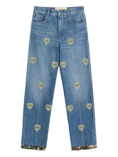 Valentino Garavani heart-embossed jeans