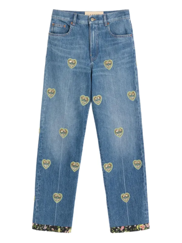 Valentino Garavani ハートエンボス ジーンズ | ブルー | FARFETCH JP