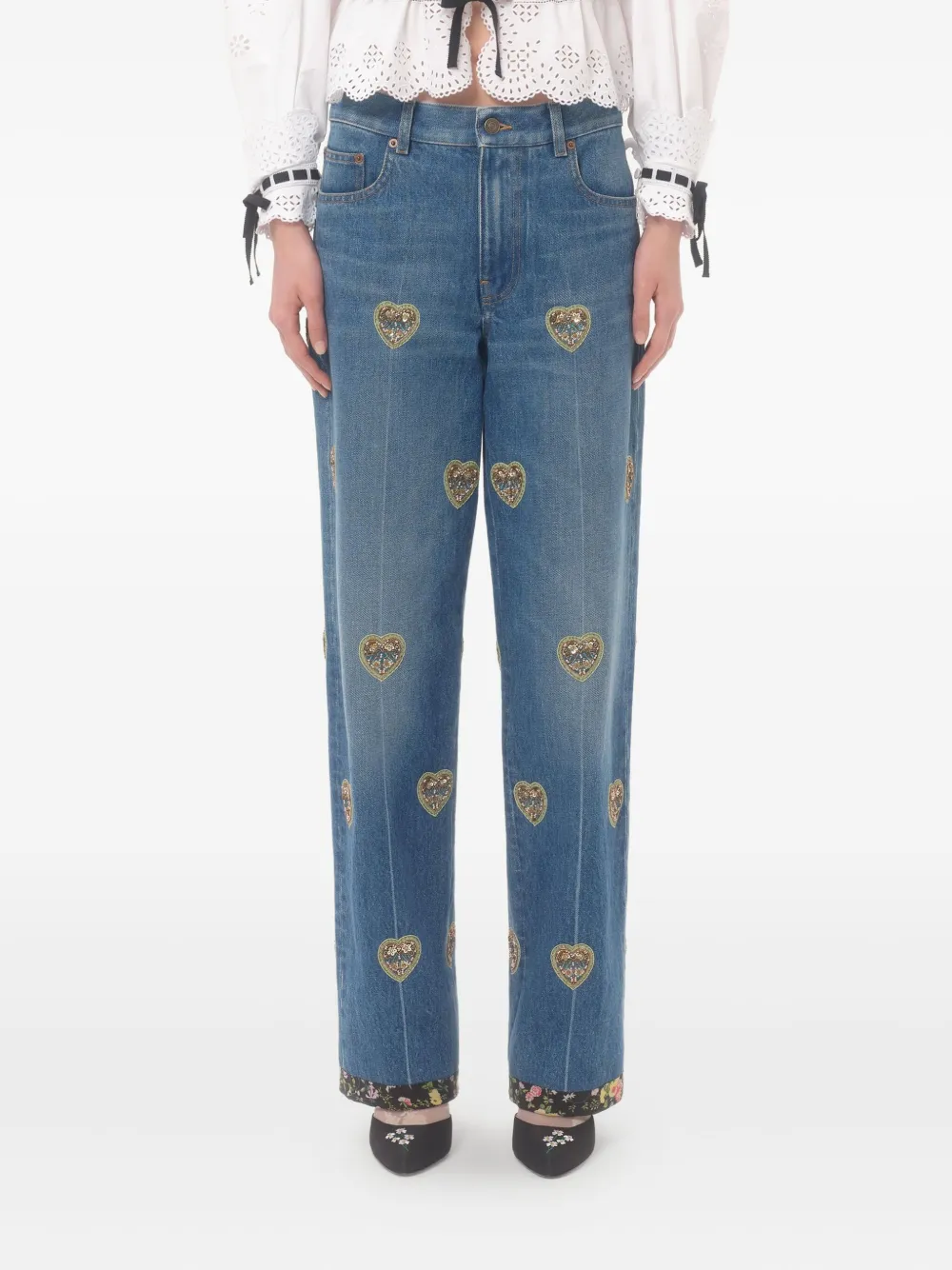 Valentino Garavani Jeans met hart-reliëf Blauw