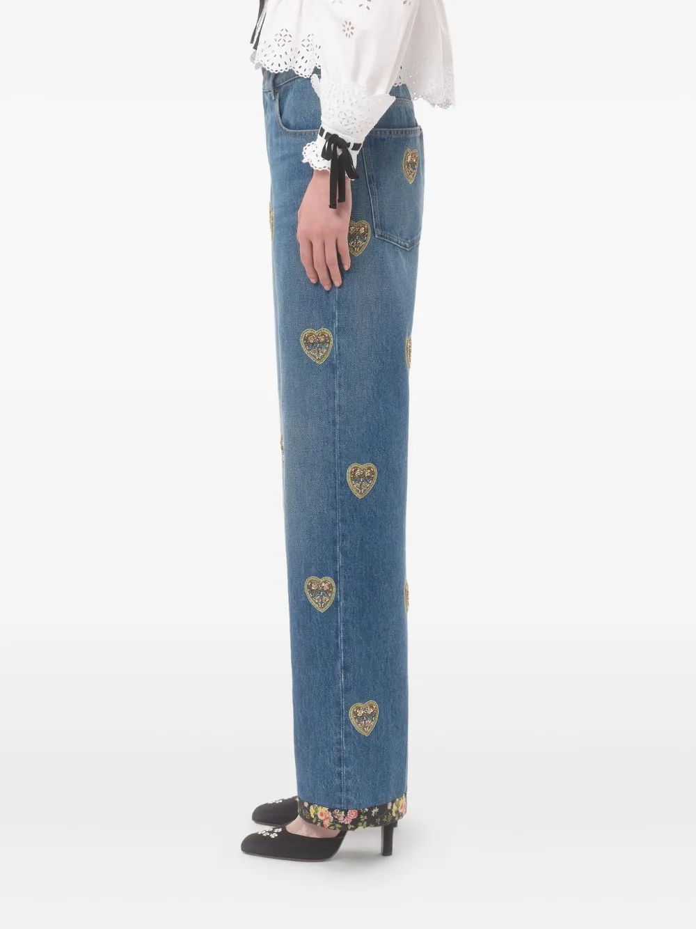 Valentino Garavani Jeans met hart-reliëf Blauw
