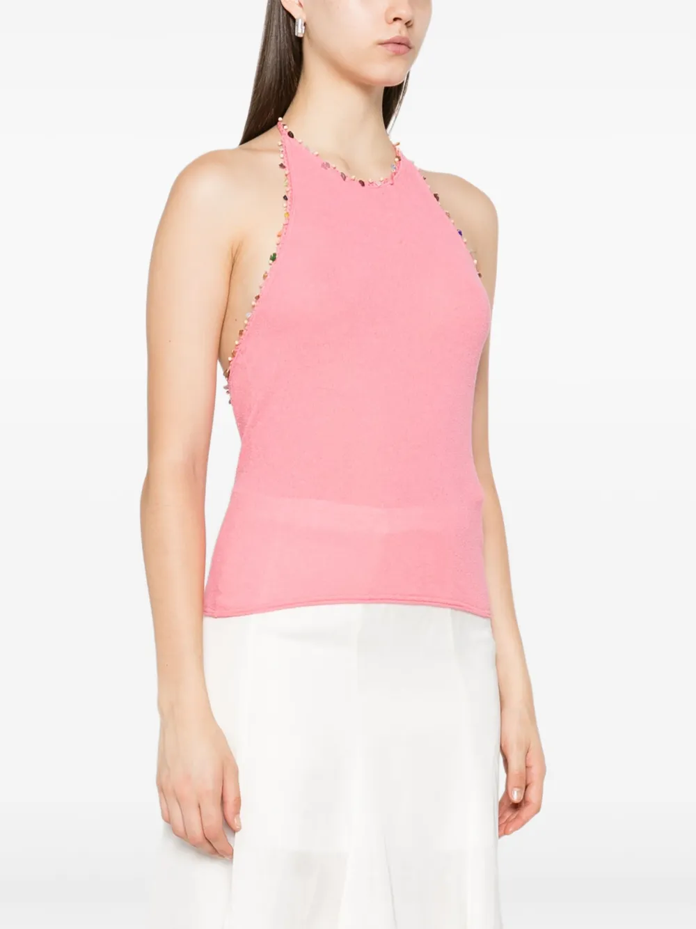 Christopher Esber beaded halterneck top Roze