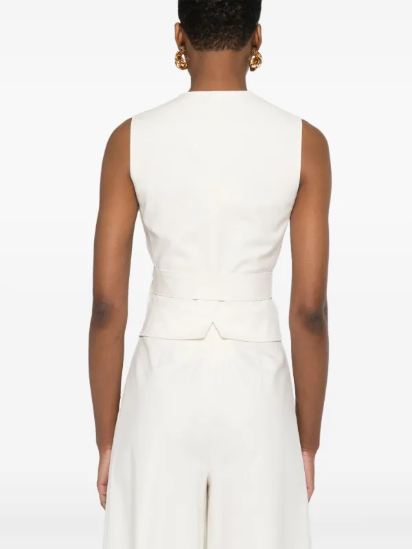 ☆Max Mara☆ サッシュ付きコットンジレZampa・上下2点セット♪ ザンパ] コットン キャンバス スリムフィット ジレ, white