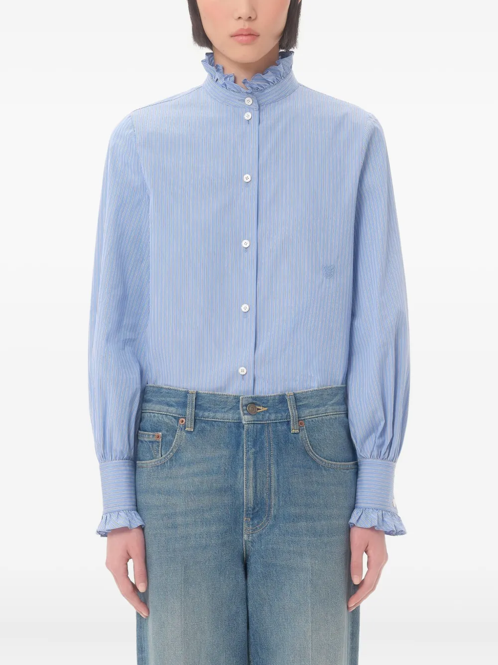 Valentino Garavani Blouse met ruches Blauw