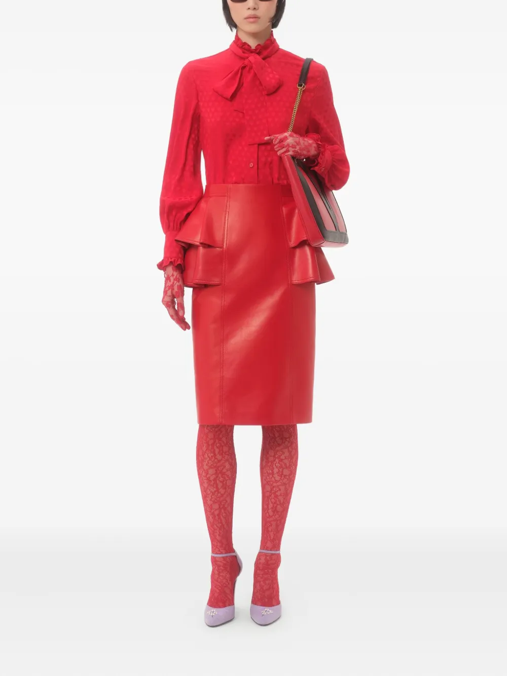 Valentino Garavani CREPE DE CHINE SHIRT WITH COUR DE COEUR PRINT - Rood