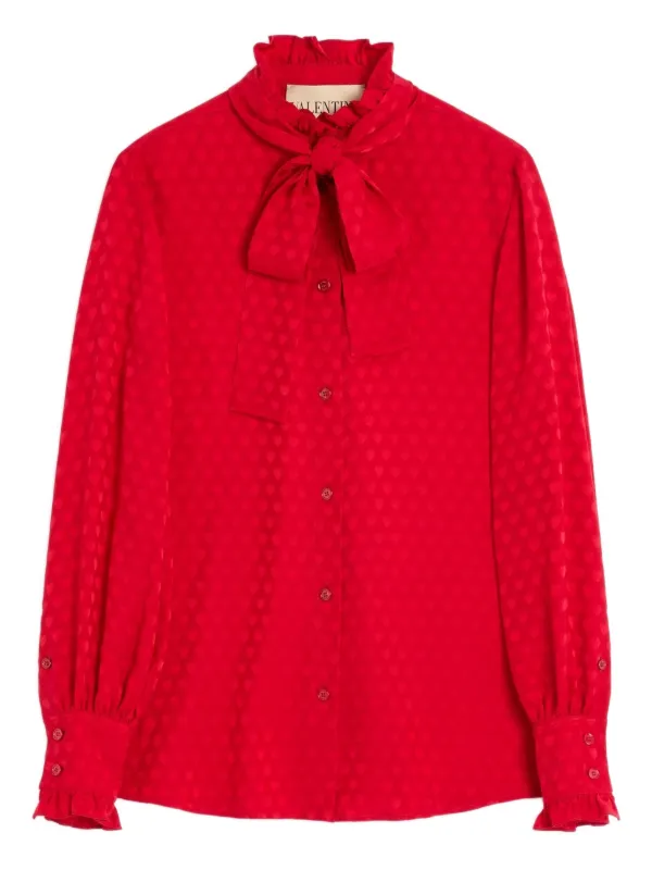 Valentino Garavani Cour De Coeur シルクシャツ | レッド | FARFETCH JP