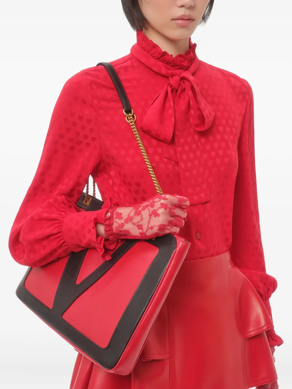 Valentino Garavani Cour De Coeur シルクシャツ | レッド | FARFETCH JP
