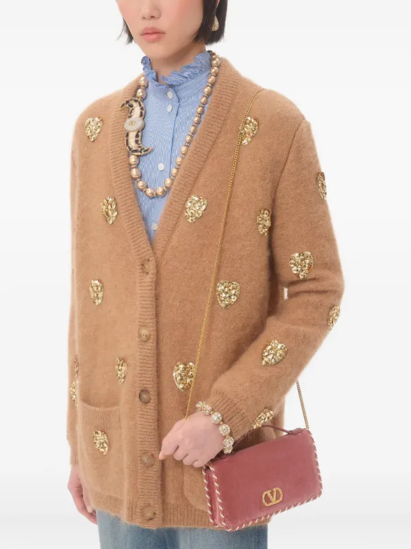 Valentino Garavani ハートトリム カーディガン | ニュートラル