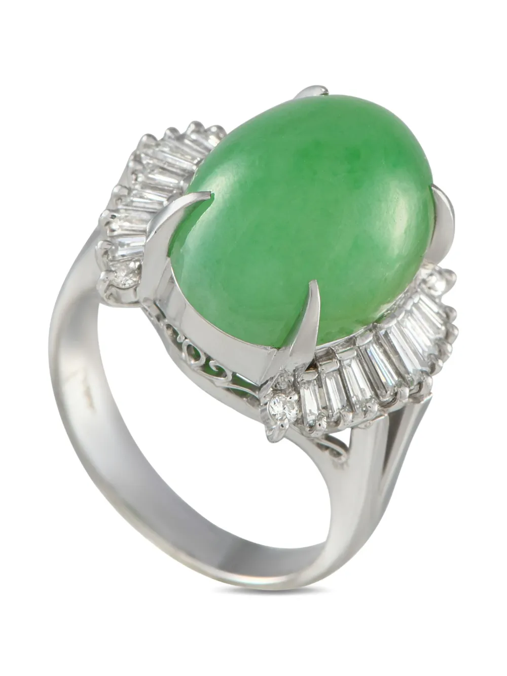 Platinum jade diamond ring