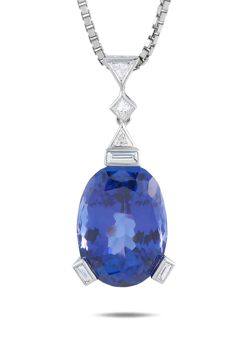 Pre-owned Lb Exclusive Platinum Tanzanite And Diamond Necklace In 银色