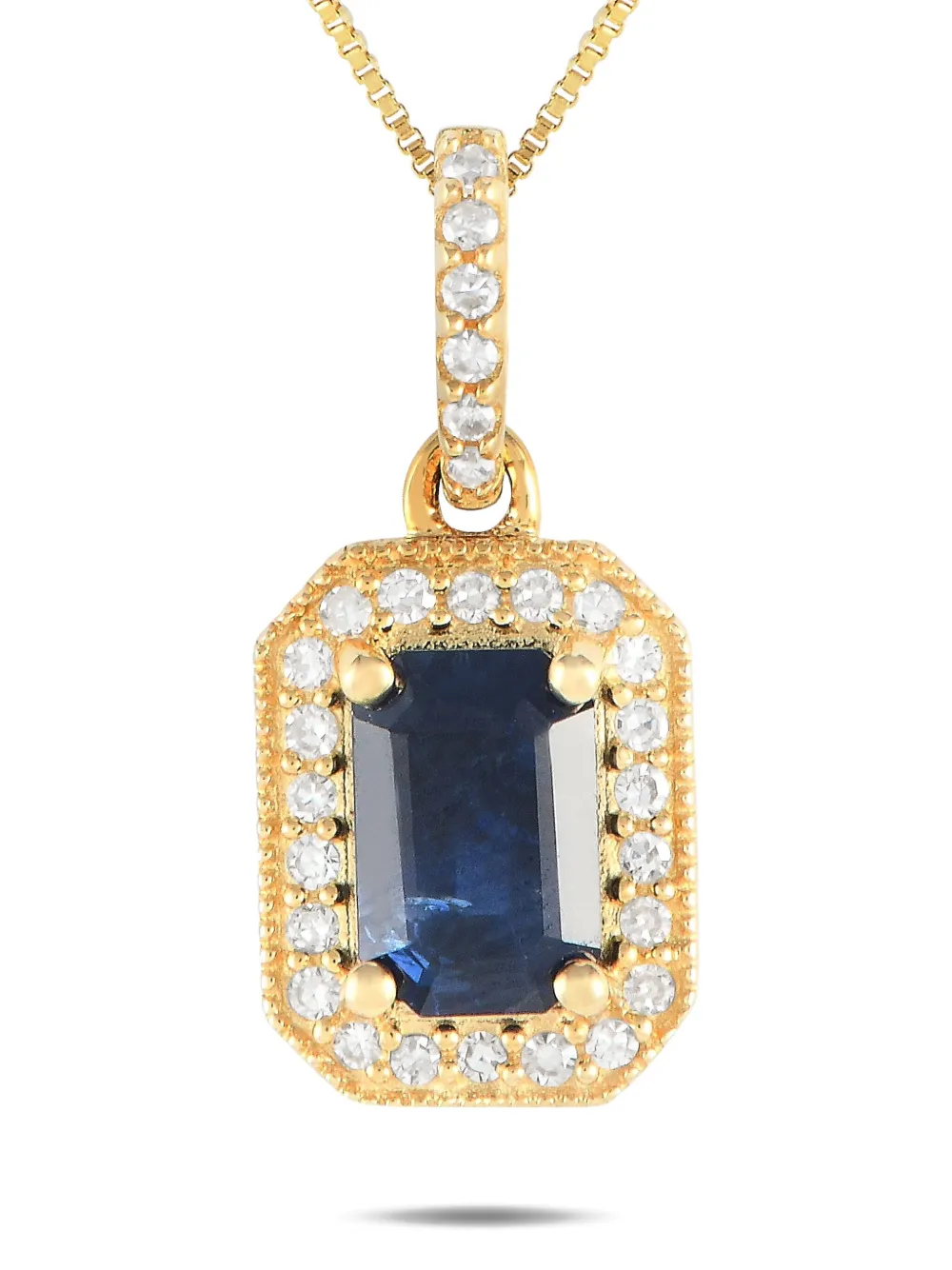 LB Exclusive 14K yellow gold diamond and sapphire pendant necklace - Oro