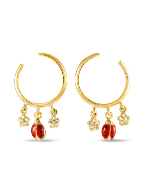 Aaron Basha 18K yellow gold ladybug diamond earrings