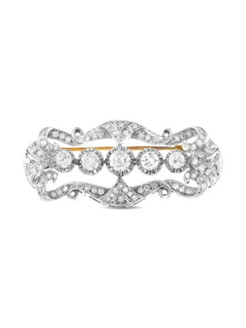 LB Exclusive Antique 18K white and yellow gold diamond brooch