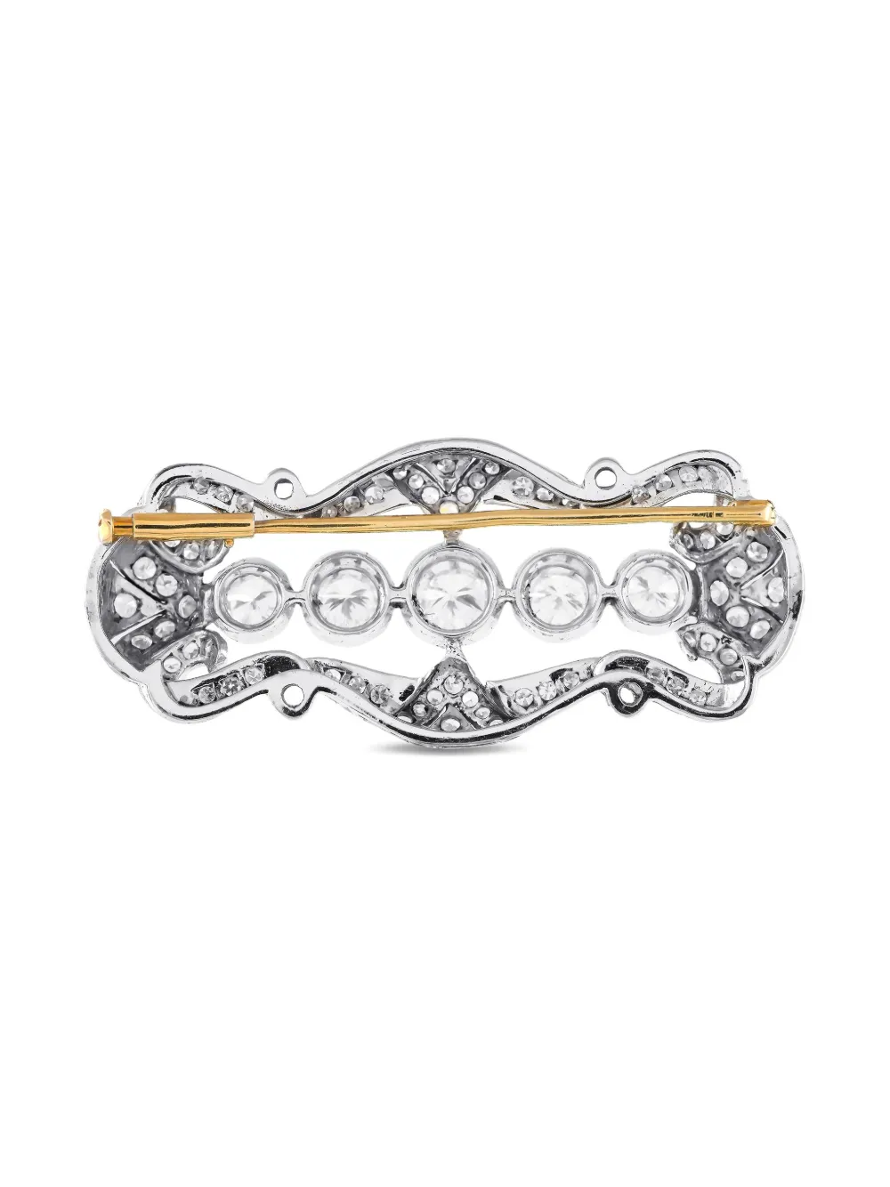 Pre-owned Lb Exclusive Antique 18k White And Yellow Gold Diamond Brooch In Silver