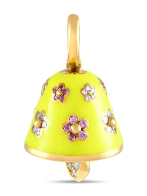Aaron Basha 18K yellow gold Bell diamond and sapphire charm