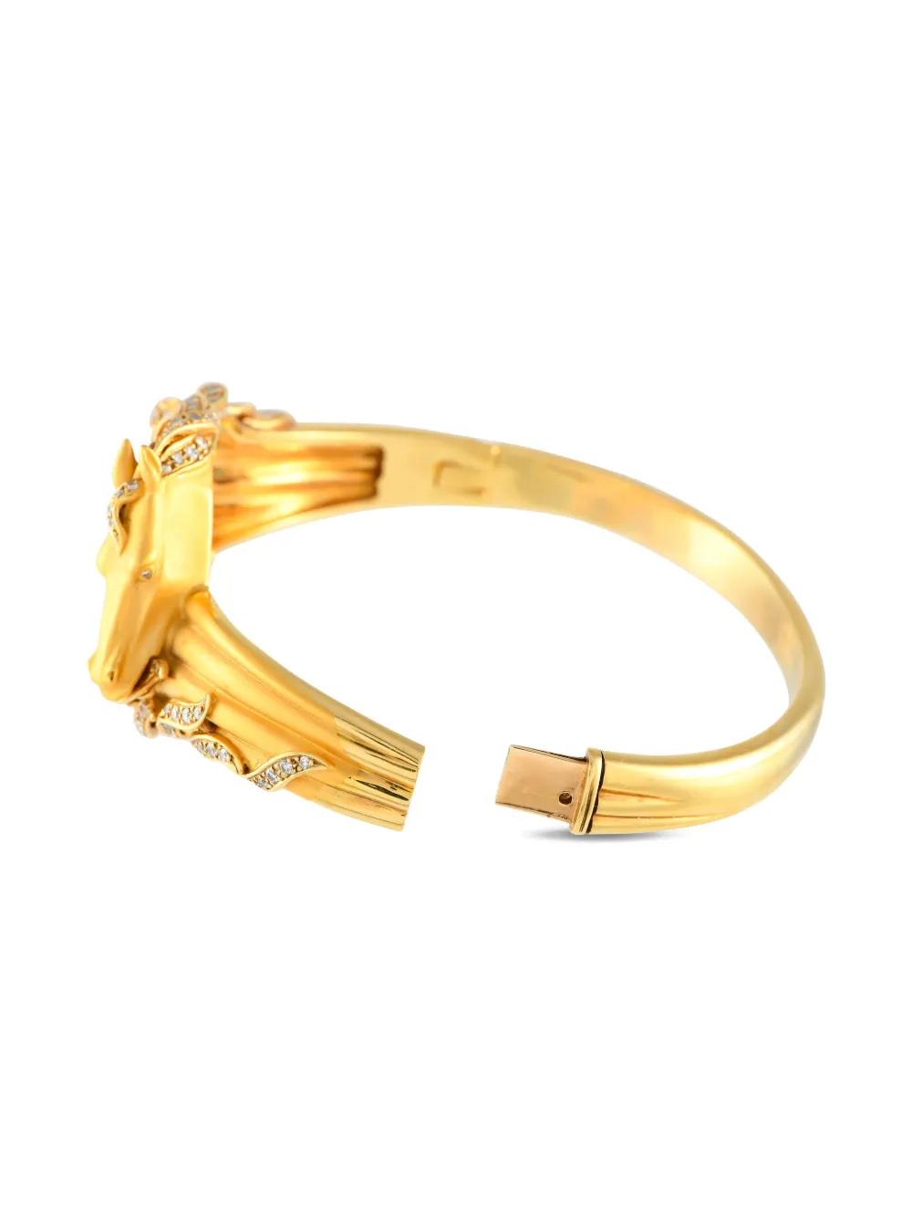 Pre-owned Carrera Y Carrera Horse Head 18k Yellow Gold Diamond Bangle Bracelet