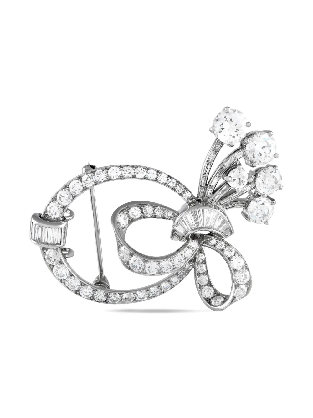 bow-detail diamond brooch