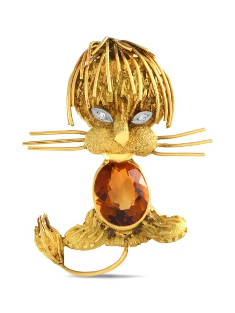 HStern broche Lion en oro amarillo de 18kt con diamantes y citrino