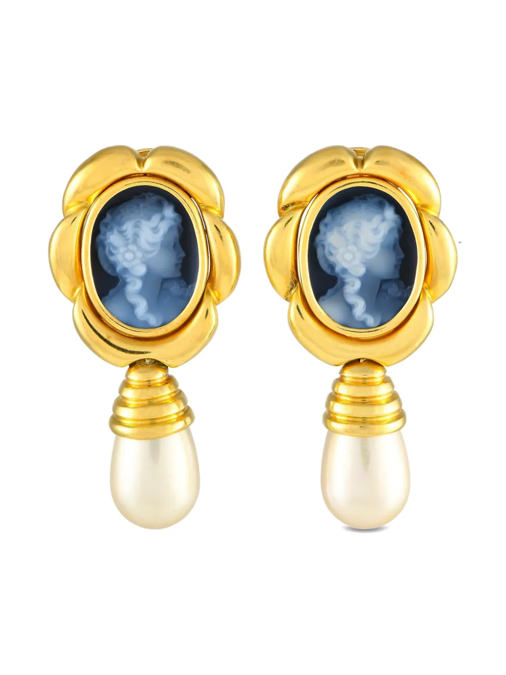 LB Exclusive 18K yellow gold Cameo pearl earrings - イエロー LB Exclusive 18K yellow gold Cameo pearl earrings - イエロー