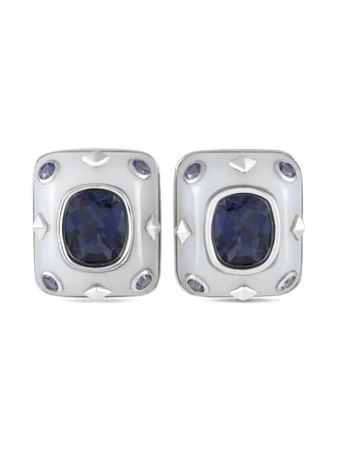 LB Exclusive 18K white gold chalcedony and Iolite clip-on earrings