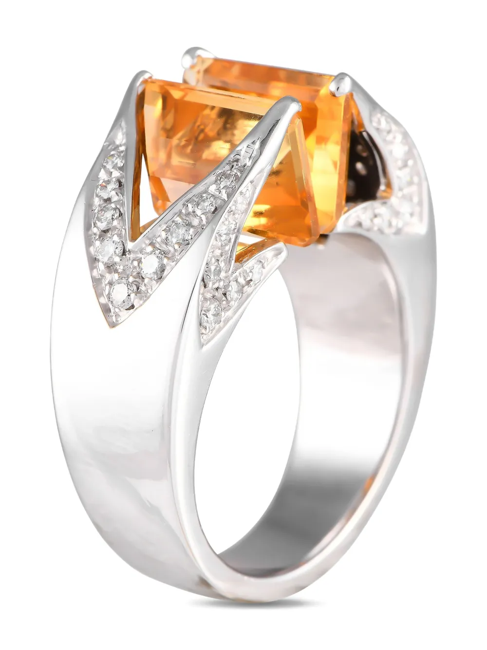 M.Panelli 18K white gold diamond and citrine ring | Image 2