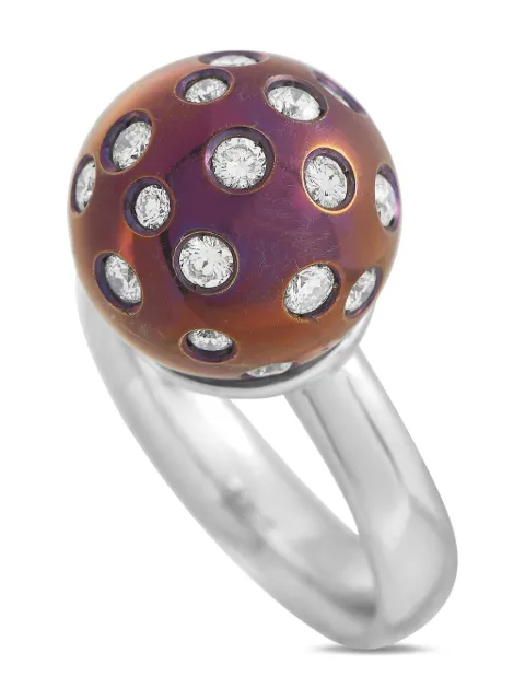 Salavetti anillo Ball en oro blanco de 18kt con diamante