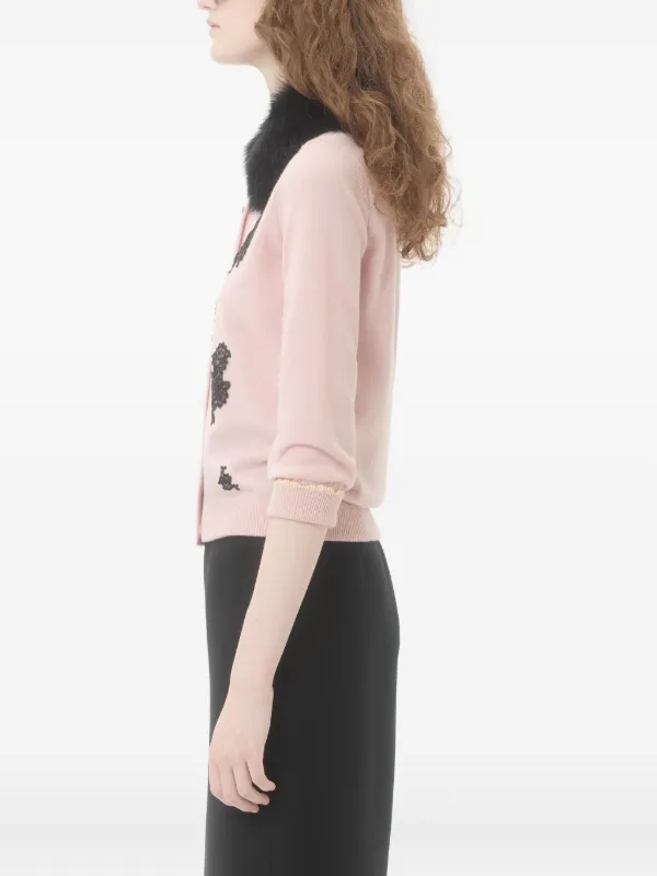 VALENTINO レースカーディガン ピンク レディース M 170/92A Valentino Garavani レーストリム シアーカラーカーディガン