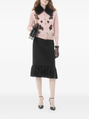 VALENTINO ヴァレンティノ レース切替 カシミヤ混 ニット セーター ショート丈 ベージュ サイズS レディース 【中古】 VALENTINO ヴァレンティノ レース切替 カシミヤ混 ニット