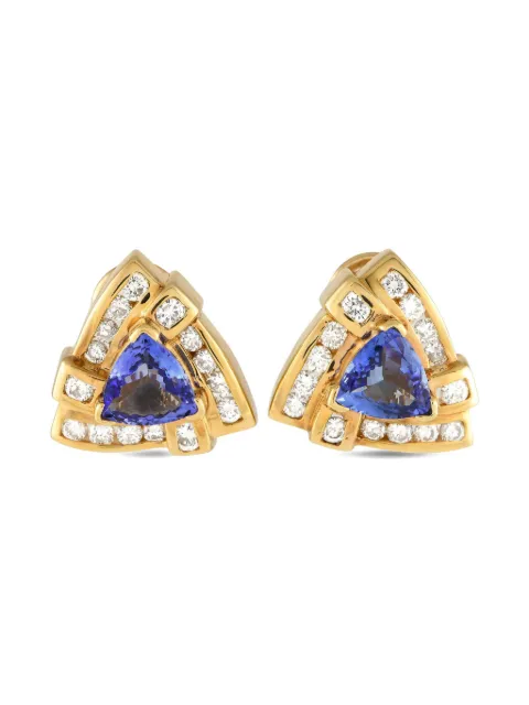 LB Exclusive 14kt yellow gold stud diamond and tanzanite earrings 