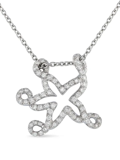 Christian Dior Pre-Owned 18kt Starfish Weißgoldhalskette mit Diamanten