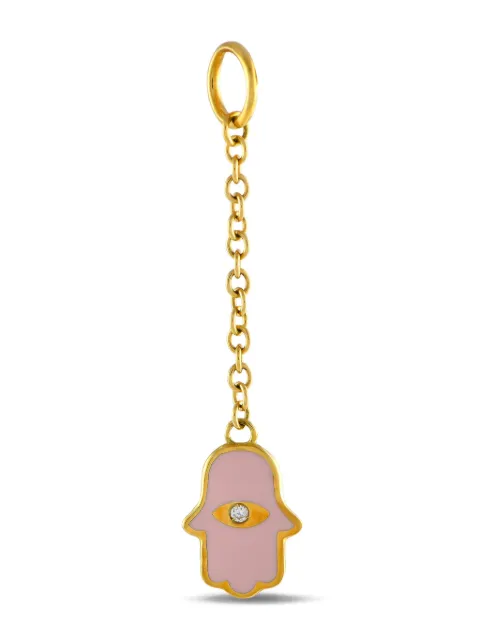 Aaron Basha 18K yellow gold Hamsa charm diamond pendant