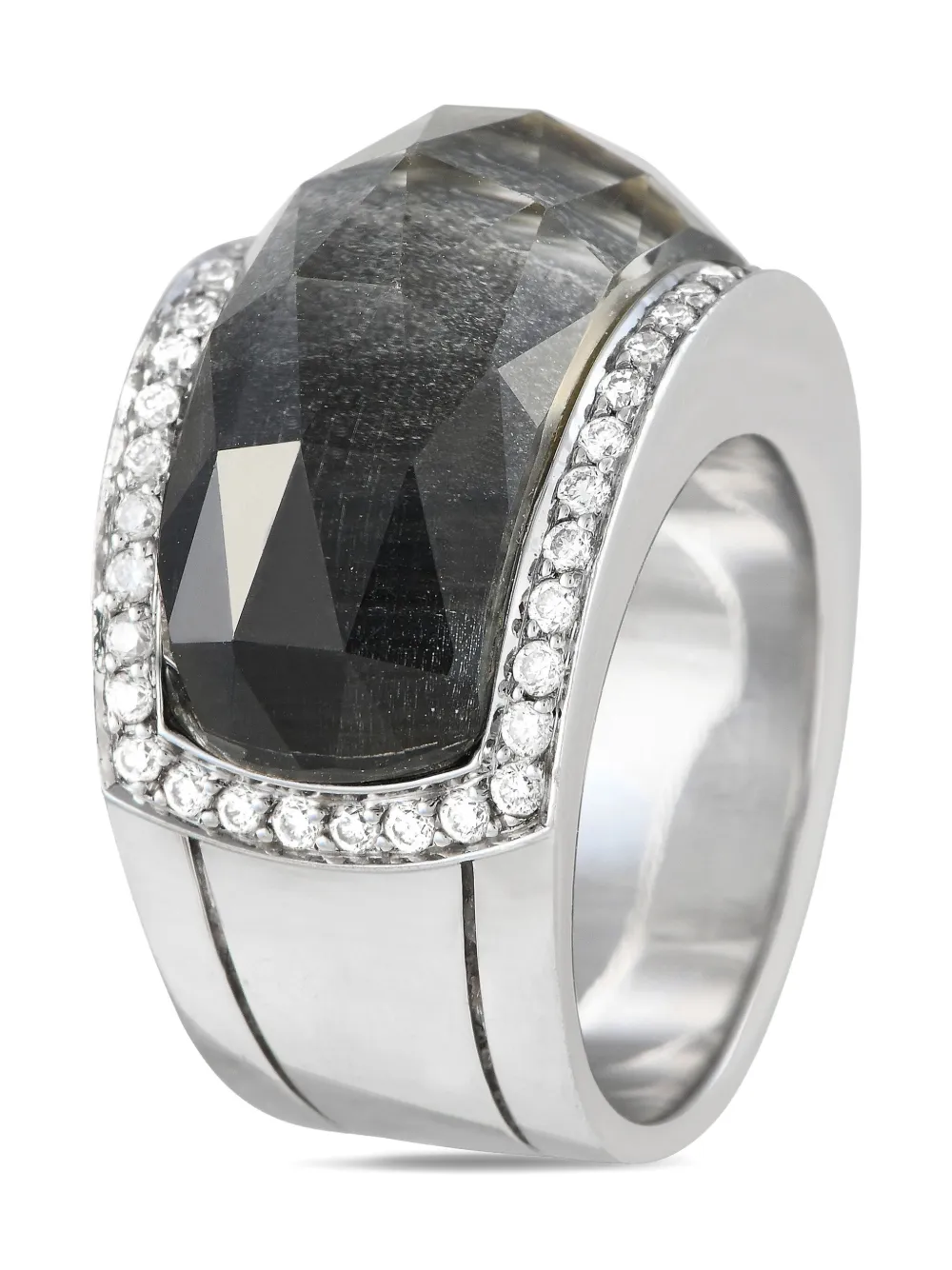 18K white gold crystal and diamond ring