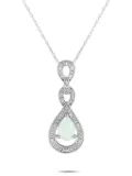 LB Exclusive 14K white gold opal and diamond necklace - Silver