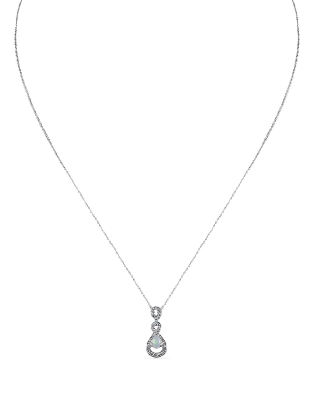 LB Exclusive 14K white gold opal and diamond necklace | Image 2