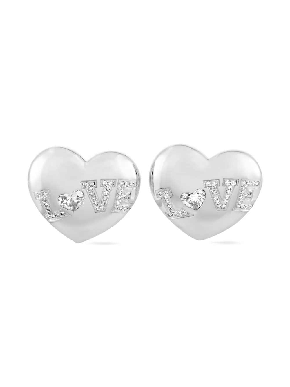 Pre-owned Chopard 18k White Gold Heart Diamond Earrings In Silver