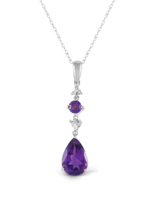 LB Exclusive 14kt white gold diamond and amethyst pendant necklace