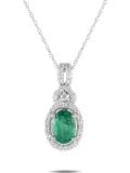 LB Exclusive 14K white gold diamond and emerald necklace - Silver