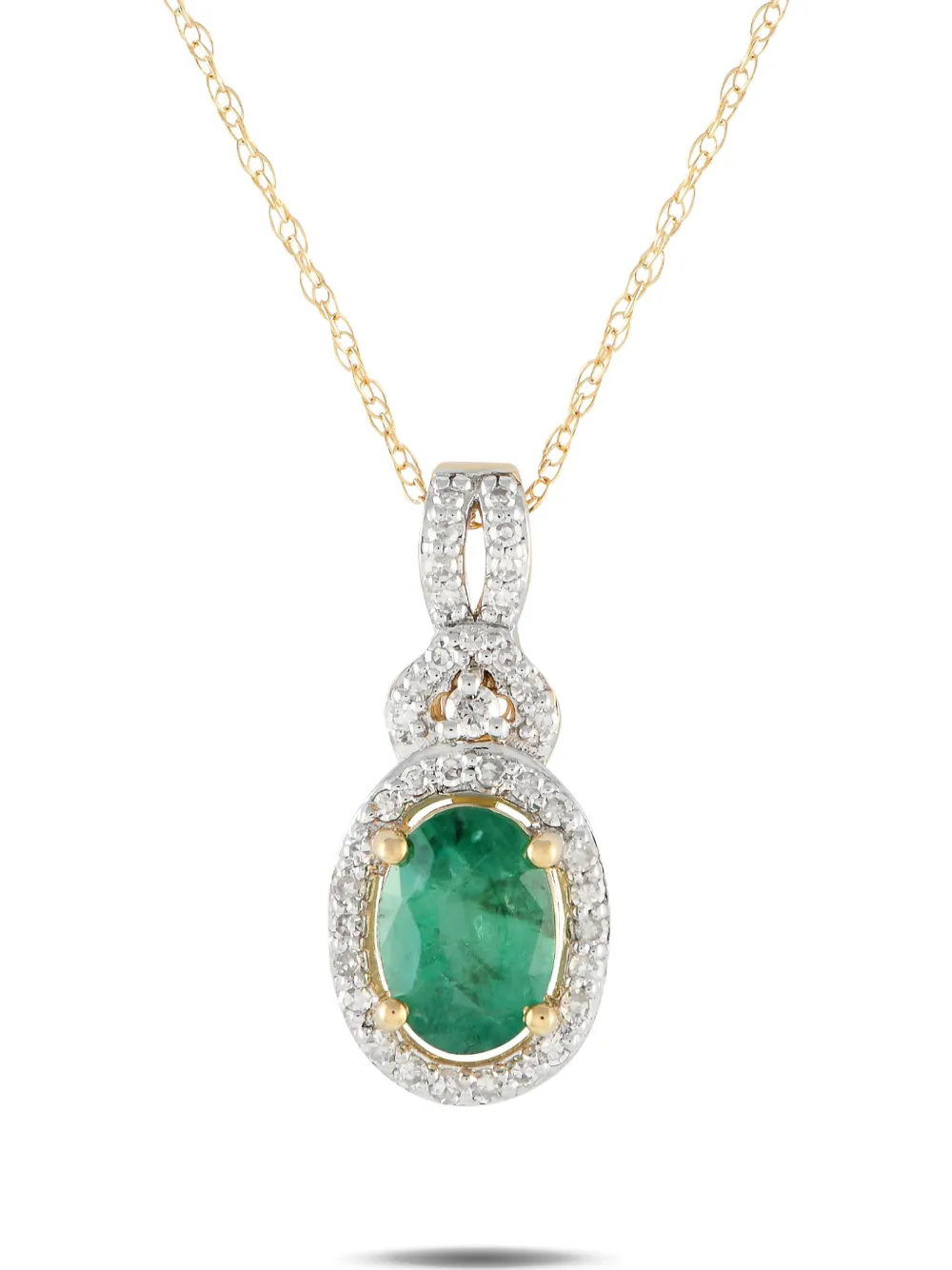 LB Exclusive 14K yellow gold diamond and emerald necklace | Yellow | Image 1
