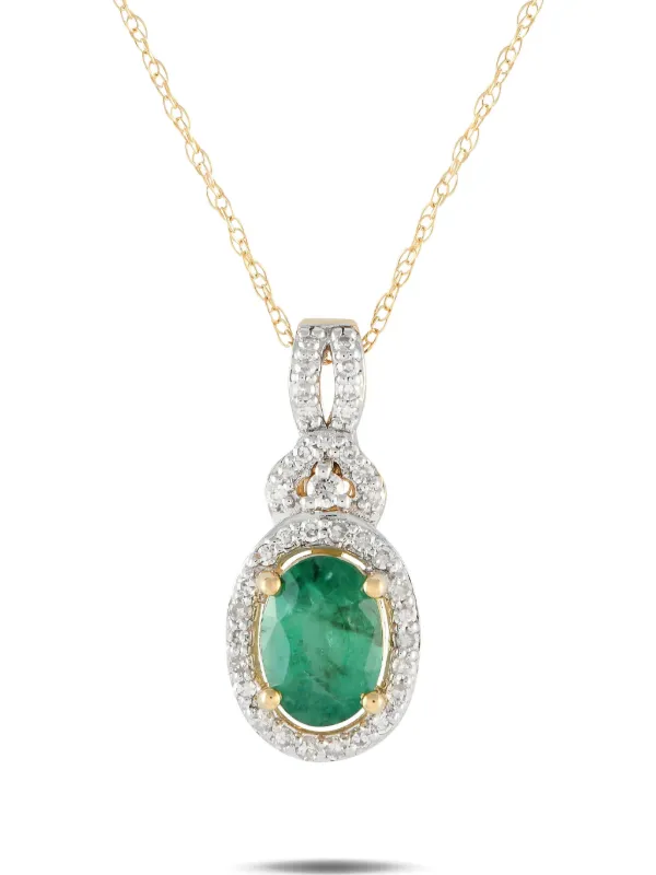 14?Kイエローゴールドオーバルエメラルドとダイヤモンドイヤリング 14k Yellow Gold Oval Emerald An 並行輸入品 14Kイエローゴールド オーバルブリリアントエメラルド＆ダイヤモンド