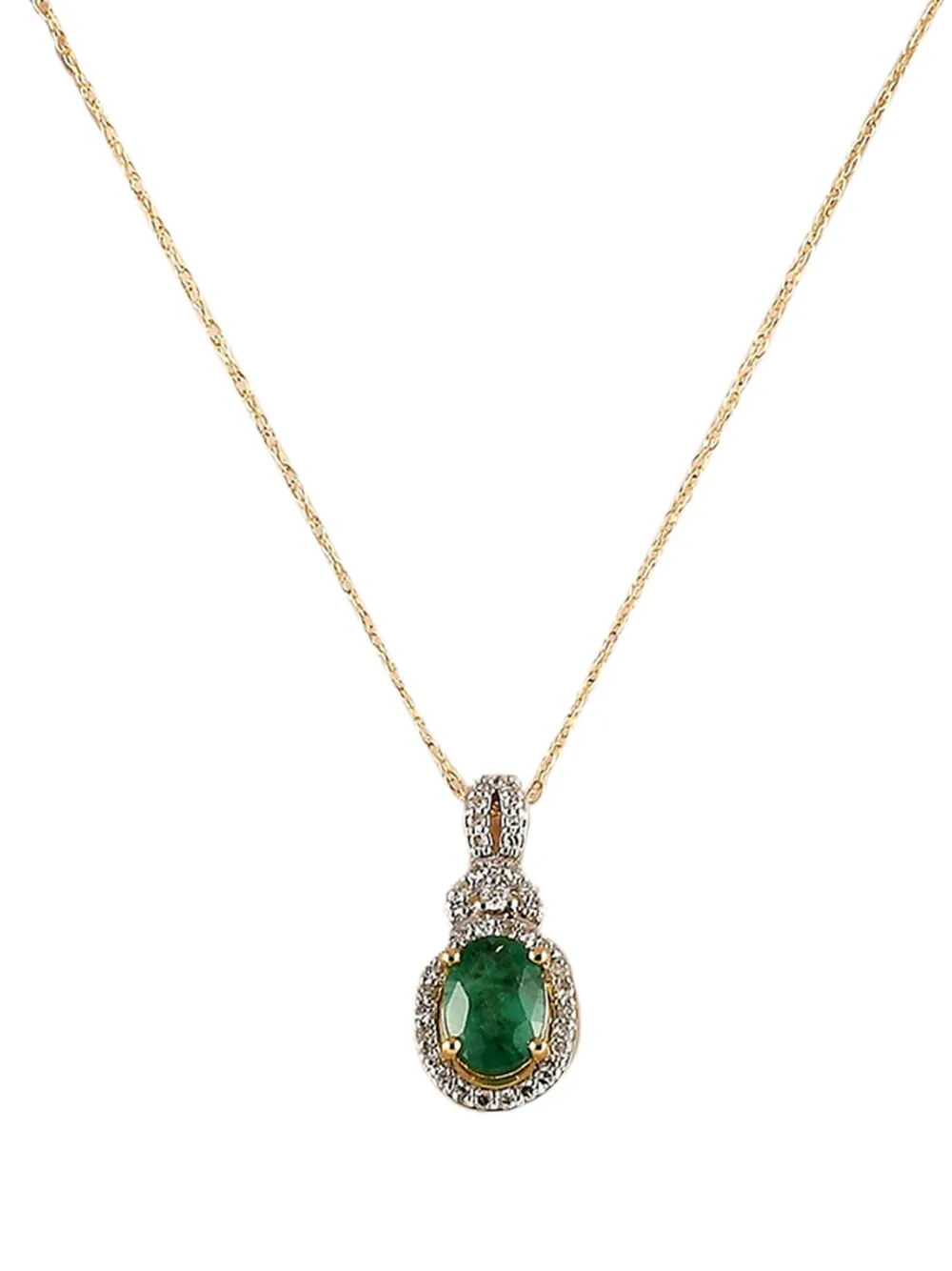 LB Exclusive 14K yellow gold diamond and emerald necklace | Image 2