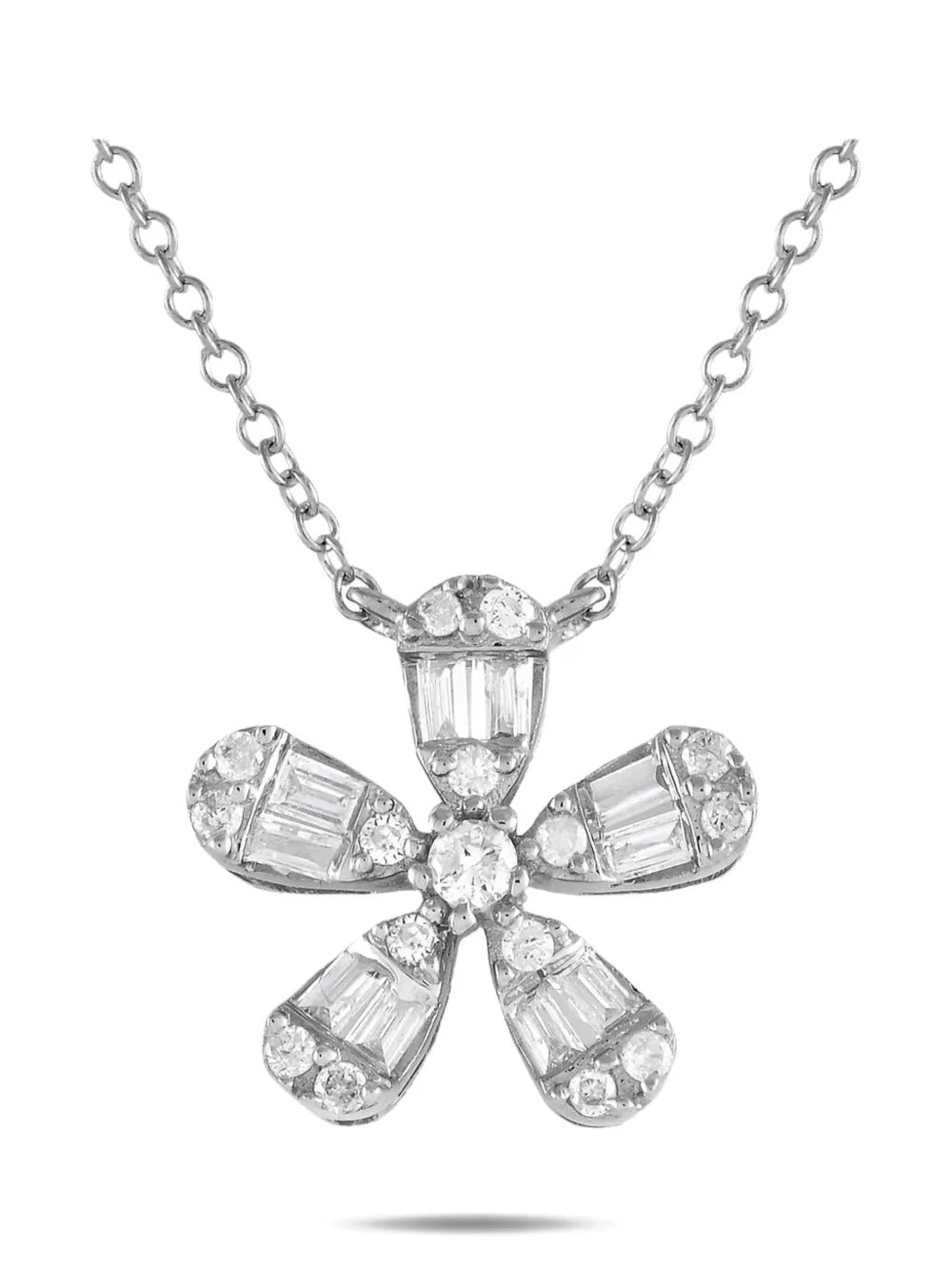 LB Exclusive 14K white gold Flower diamond necklace - Argento